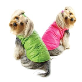 Reversible Parka Vest with Ruffle Trims - Lime/Pink - S Reversible Parka Vest with Ruffle Trims - Lime/Pink - S