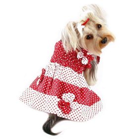 Red & White Polka Dots Sundress with Contrasting Flowers - M Red & White Polka Dots Sundress with Contrasting Flowers - M